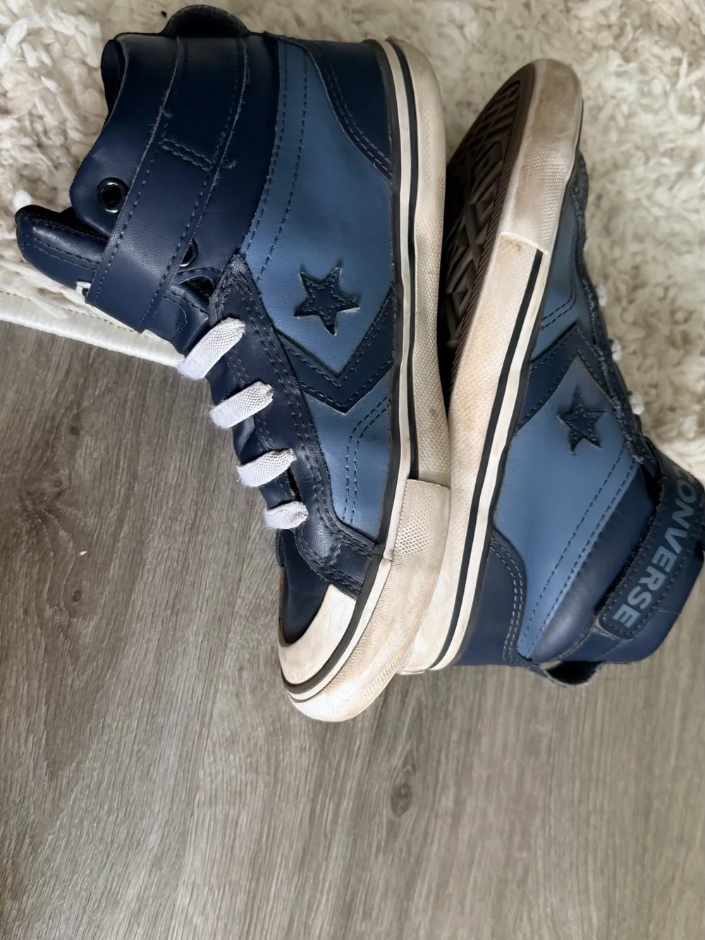 Converse Kids Navy High-Top Sneakers with White Laces